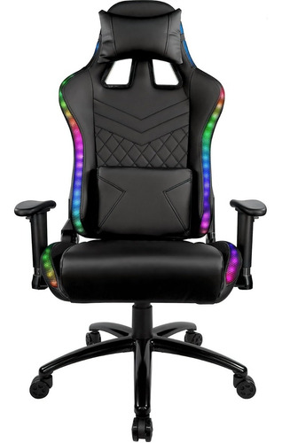 Silla De Escritorio Audiotek Mkz-lksgrgbtb301 Gamer Ergonómica  Negra Con Tapizado De Cuero Sintético