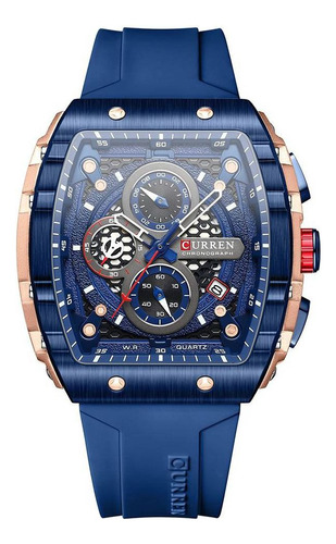 Reloj Para Hombre Curren Curren Chronograph Kred8203 Azul Color De La Correa Dorado