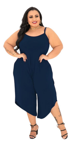 Macacão Longo Femininos Plus Size Pantacout Com Alcinha G2