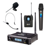 Set Micrófono Inalámbrico De Mano Skp Uhf-700 Pro Body Pack