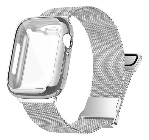 Correa De Metal Acero Inox. Para Apple Watch 45mm Plateado