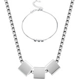 Set Plata 925 Hombre Mujer Collar Cadena Pulsera Elegante