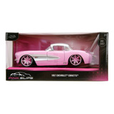 Jada 1:24 1957 Chevrolet Corvette Rosa Barbie Clásico Caja