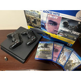 Sony Playstation 4 Slim 1tb Com Dois Controles, Acompanha Cod Infinite Warfare, Detroit Become Human, Destiny E Assassin's Creed Unity