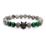 Pulsera De Lobo Piedra Ojo De Tigre Verde Y Grey 2021