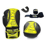 Kit Luva Muay Thai E Boxe Luva Bandagem Bucal Profissional