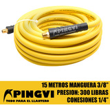 15 Mts Manguera Alta Presión 300lbs Aire 3/8 Conexión De 1/4