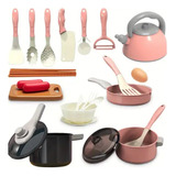 Utencilios De Cocina Juguetes Para Niñas 28 Piezas Color Rosa