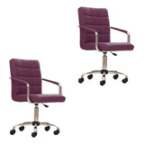 Silla De Escritorio Oficina Rd Sillon Ejecutivo Regulable X2 Color Violeta Material Del Tapizado Cuero Sintético