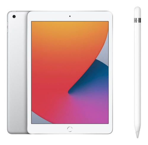 Apple iPad Tela 10.2  Wi-fi 128gb Prateado + Apple Pencil