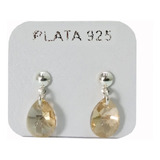 Aros Cristal De Plata 925 Colgante Gota 10mm