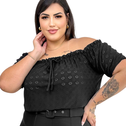 Blusa Plus Size Ciganinha Lese Verão Tendencia G1 G2 