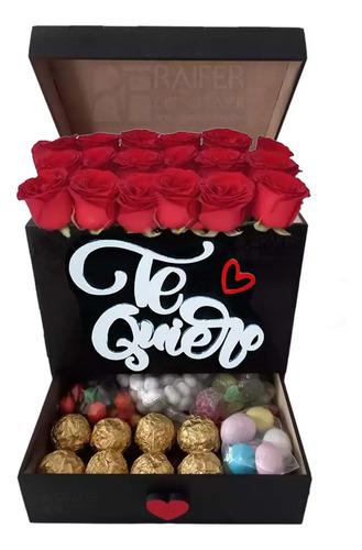 Caja De Regalo Con Cajón Y Tapa San Valentín De Mdf 3mm 6pza