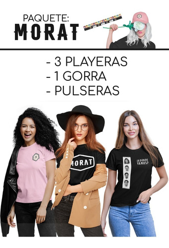 Paquete Morat: 3 Playeras + Gorra + Pulseras