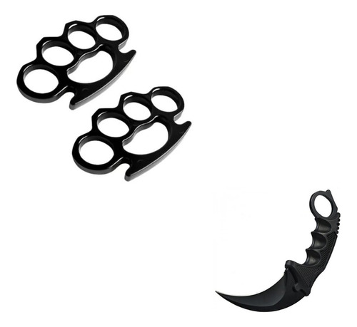 Kit 2 Soco Inglês + Karambit - Modelo Clássico - Preto