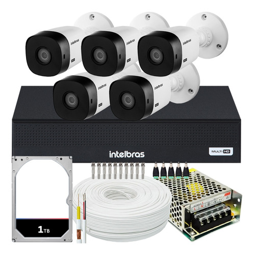 Kit Intelbras 5 Câmeras Vhl 1120 20m Dvr De 8 Canais Hd 1tb