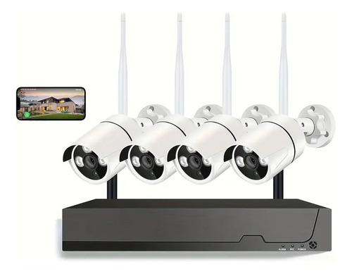 Kit Seguridad 4 Camaras Inalambrico Nvr Wifi Cctv Monitoreo