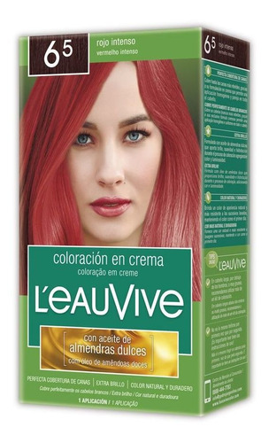  Kit De Tintura Para El Pelo Leau Vive Estuche Coloración Tono 6.5 - Rojo Intenso