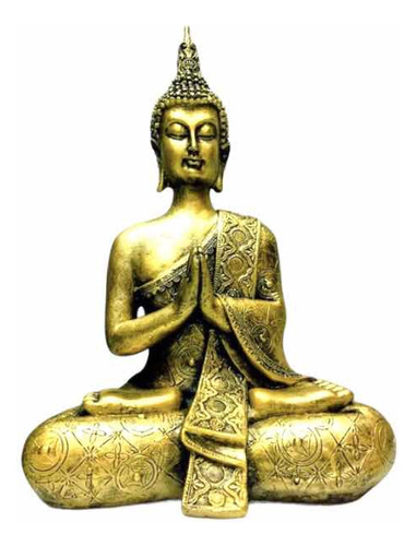 Buda Tibetano Tailandês Sidarta Hindu Estatueta Resina 33cm