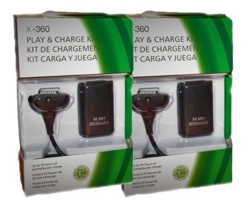 2 X $8.990 Kit Carga Y Juega Xbox 360, Batería 7400mah 