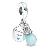 Charm Foco Plata 925 Brilla En Oscuridad Compatible Pulseras