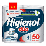 Papel Higiénico Higienol Duo 50 M  X 4 Rollos X 8 Paquetes