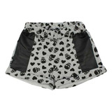 Shorts Moletom Feminino Infantil Detalhe Em Corino Bermuda