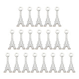 Abalorios Plateados De La Torre Eiffel, 20 Piezas, Accesorio