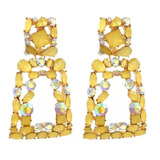 Aretes Largos Chapa Oro, Amarillo Casual Moda Boho Regalo