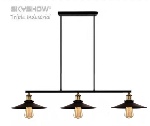 2pendente Industrial Trio26cm-3m Fio+3 Lâmpadas Led  Vintage