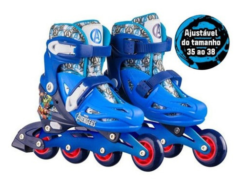 Patins Inline Ajustavel Tam35-38 Vingadores Multikids Br1165