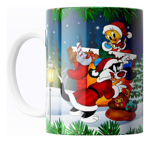 Taza De Café Piolin Looney Tunes Feliz Navidad 325ml