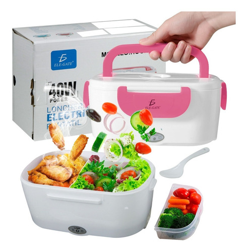 Lonchera Electrica Portatil Calienta Alimentos Termica Hog14 Color Rosa