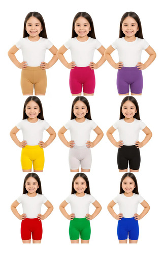 Set De 6 Piezas Short Licra Para Niñas Variedad De Colores