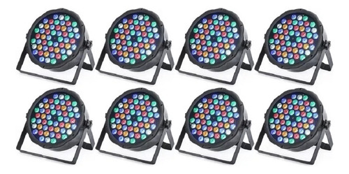 Kit 8 Par Led Refletor 54 Led 3w Rgbw Dmx Strobo  110/220v