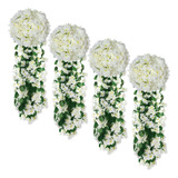 4 Pack De Flores Colgantes Violetas, Decoración Artificial, 