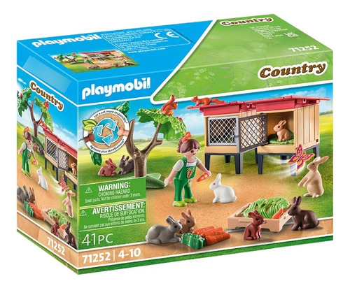 Playmobil Country 71252 Conejera De La Granja Con 9 Conejos