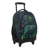 Mochila Ruedas Infantil New Kodiac T-rex Velvet Verde Head