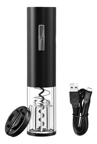 Destapador De Vinos Saca Corcho Carga Usb Tipo C Negro