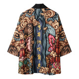 Camisa De Manga 3/4 Para Hombre Kimono Japonés Harajuku