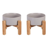 Cuencos Elevados De Ceramica Gris Para Perros  Plato De Com