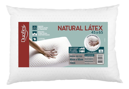 Travesseiro Natural Látex Antiácaro Duoflex Baixo 45x65x13