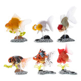 Zerodeko 6 Modelos Pequeos De Peces Dorados, Figuras De Pece