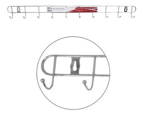 Suporte 10 Gancho Porta Parede Cabideiro Mancebo Arara Roupa