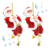 2 Santa Claus Doll Rope Sube Y Baja En Un Musical Con Mo [u]