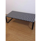 Mesa Ratona Rectangular Con Tapa De Vidrio Blanco Y Negro