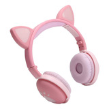 Fone De Ouvido Orelha De Gato Headphone Headseit Luzes Rosa