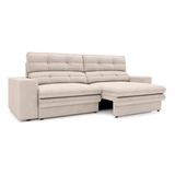 Sofa 5 Lugares Retratil E Reclinavel Pegasus 2,50m Cor Areia