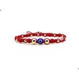 Pulsera Shambhala Roja Ojo Turco Oro 14k By Thi Tur®