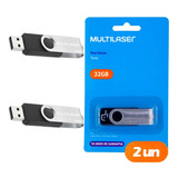 Kit Pendrive 2un 32gb Multilaser Pd589 Usb Original Atacado